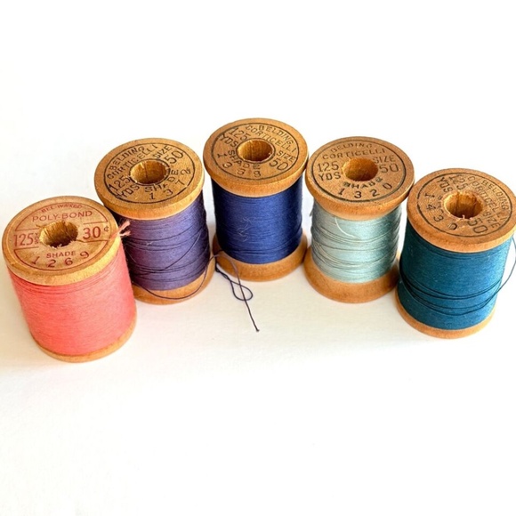 Belding Corticelli Polybond Bel-Waxed Thread 10 Wood Spools One Coats & Clark - Picture 7 of 9